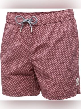 Public Beach Men’s Swim Shorts Dark Pink Print Size 3XL, Beach, Vacation Pool